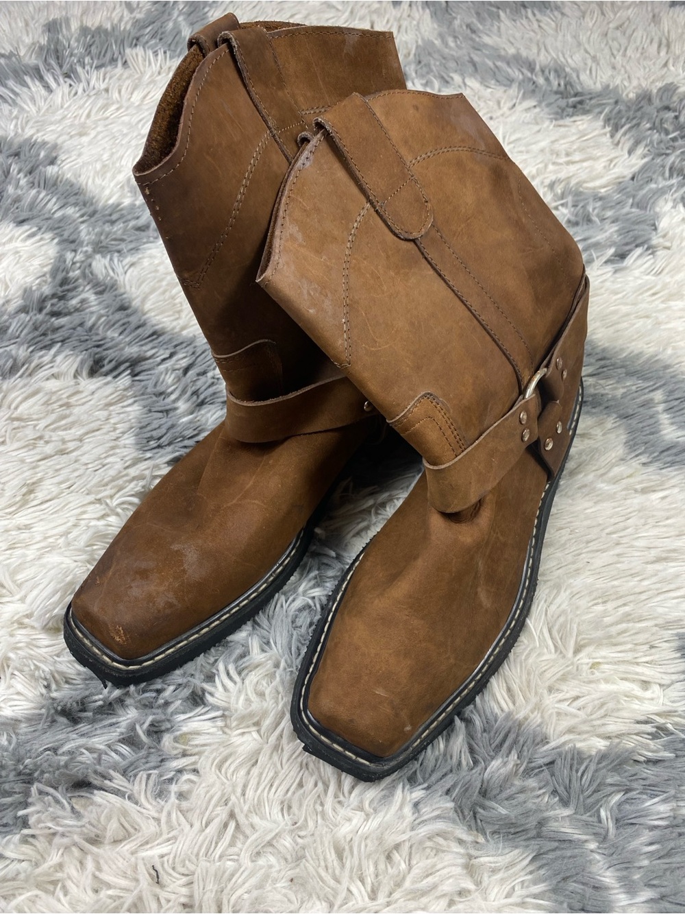 Botas California Country Mens Pull On Motorcycle Wester  Boots Square Sz 8.5-9